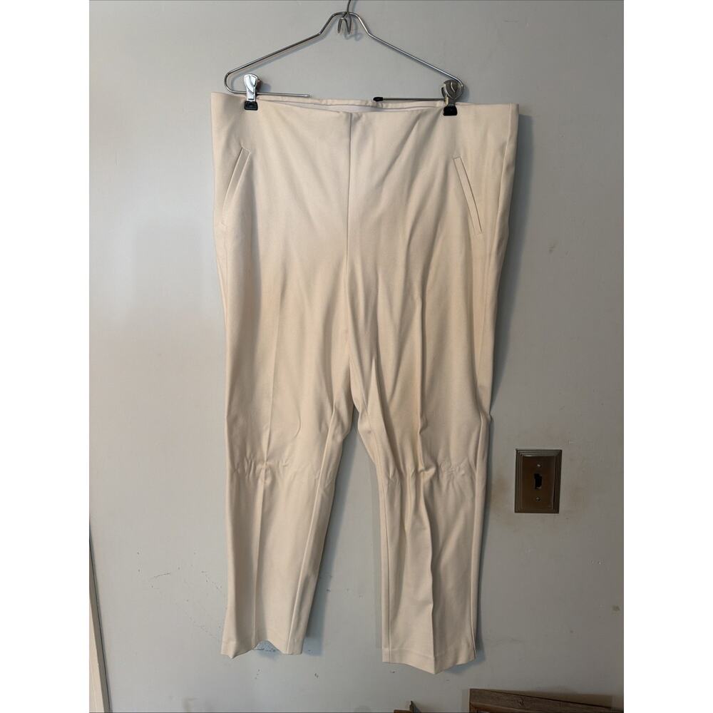 Chico’s Fabulously Slimming Ankle Pants Size 3 (US 16) Ivory Pull-On Stretch